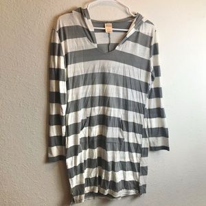 Merona gray stripe beach swim coverup